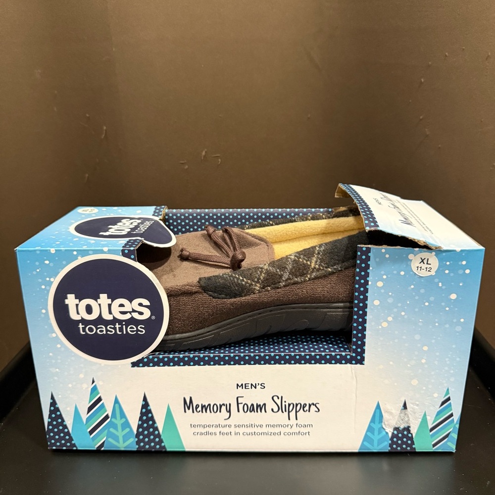 NEW Totes Toasties Brown Memory Foam Slippers XL (Read Description)